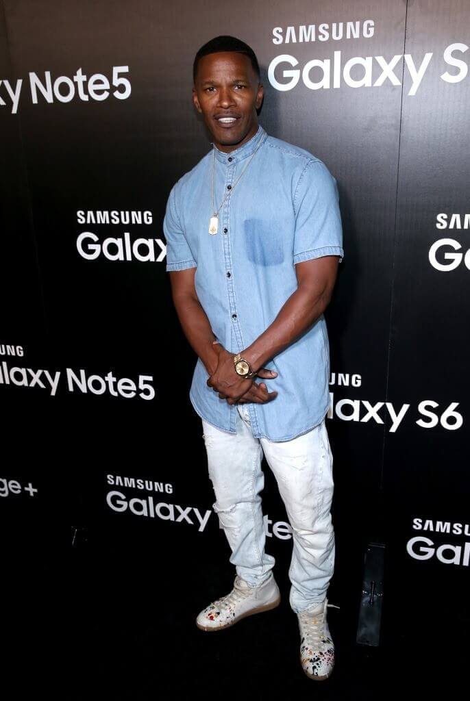 Jamie Foxx celebrates the new Samsung Galaxy S6 edge+ and Galaxy Note5 at Launch Event on August 18, 2015 in Los Angeles, California