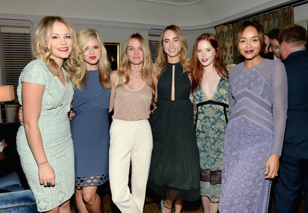 (L-R) TV personality Poppy Jamie, actress Ana Mulvoy-Ten, models Immy Waterhouse, Suki Waterhouse, actresses Ellie Bamber and Ashley Madekwe attend James Corden, Vanity Fair And Burberry Celebrate The 2015 British Academy BAFTA Los Angeles Britannia Awards on October 29, 2015 in Los Angeles, California