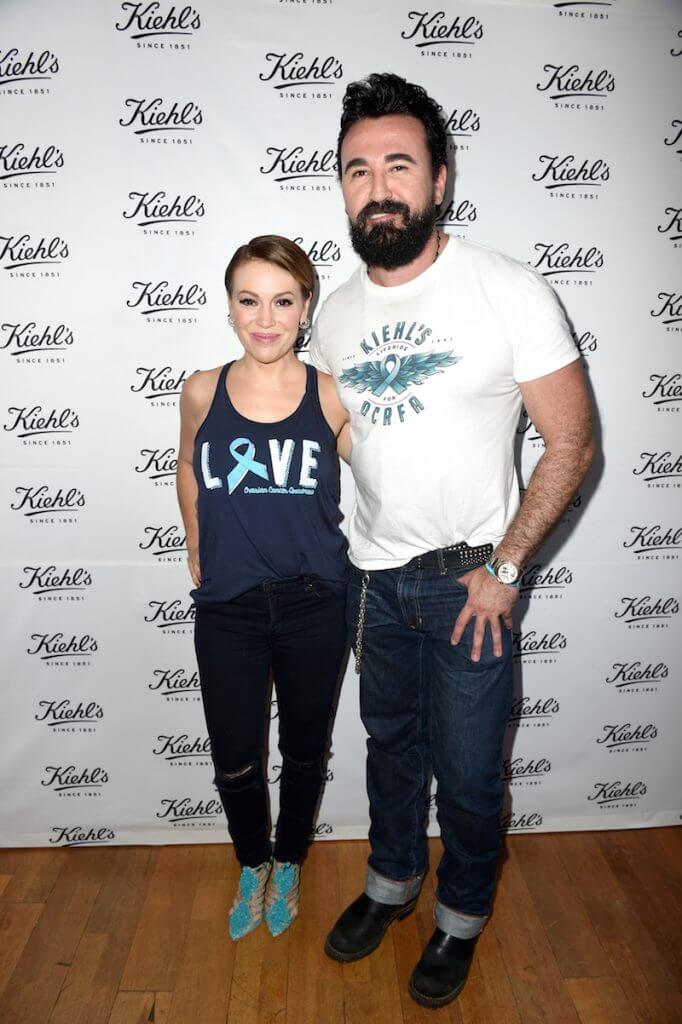 Actress Alyssa Milano and Kiehl's President Chris Salgardo attend Kiehl's Since 1851 celebration of  LifeRide for Ovarian Cancer Research Fund Alliance at Kiehl's Since 1851 on September 22, 2016 in Santa Monica, California