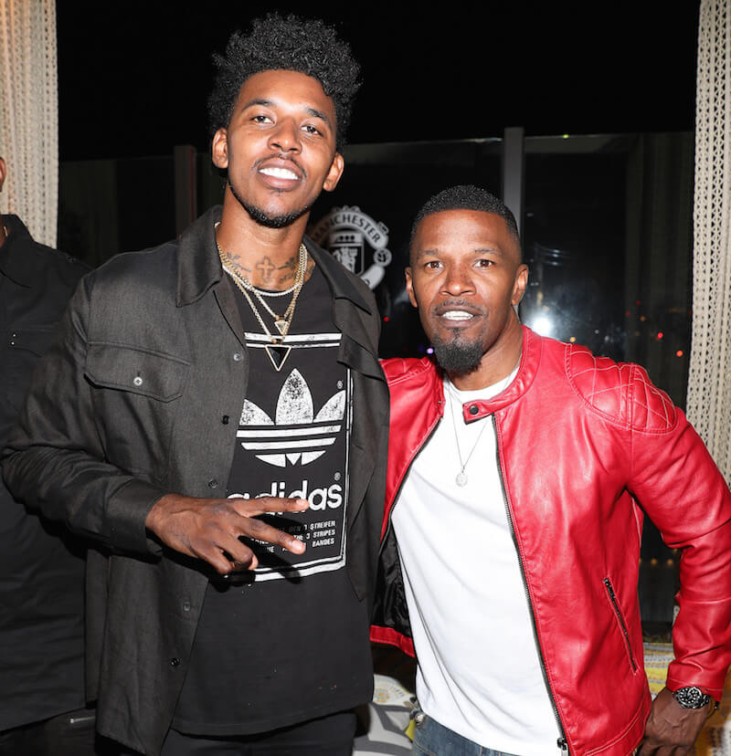 Nick Young and Jamie Foxx attend Adidas and The Manchester United Squad present Unmissable featuring a live music performance and special guests at DREAM Hollywood on July 15, 2017 in Hollywood, California