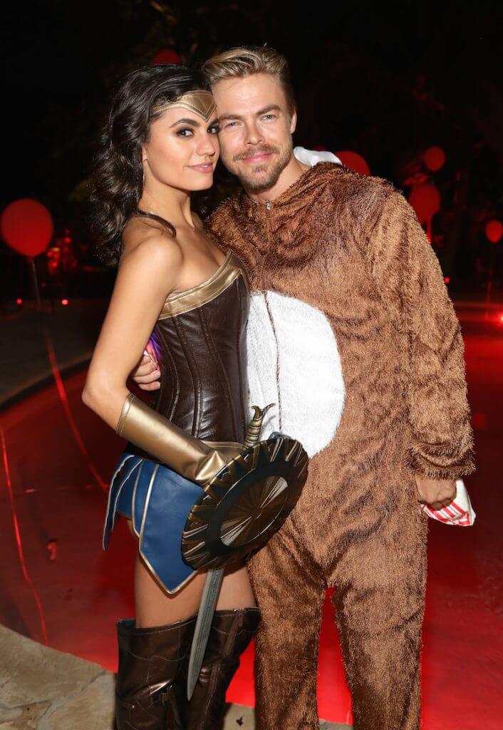 Hayley Erbert and Derek Hough attend Just Jared's 6th Annual Halloween Party on October 27, 2017 in Beverly Hills, California
