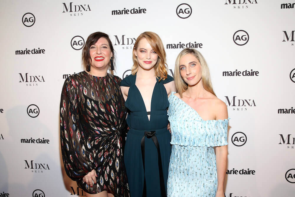 Rachel Goodwin, Emma Stone and Mara Roszak attend the Marie Claire's Image Makers Awards 2018 on January 11, 2018 in West Hollywood, California