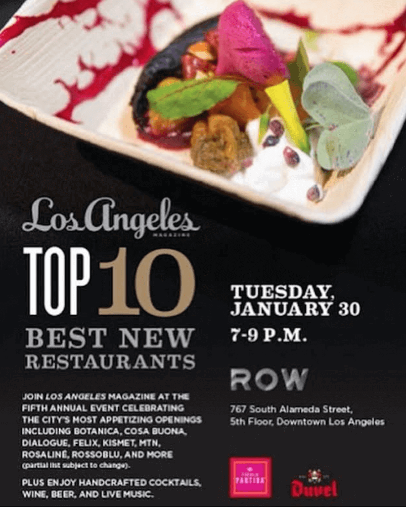 Los Angeles Magazine Top 10 Best New Restaurants LA Guestlist