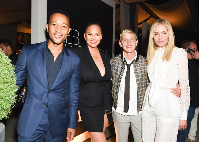 John Legend, Chrissy Teigen, Ellen DeGeneres, and Portia de Rossi attend the GENERAL PUBLIC x RH Celebration at Restoration Hardware on June 27, 2018 in Los Angeles, California