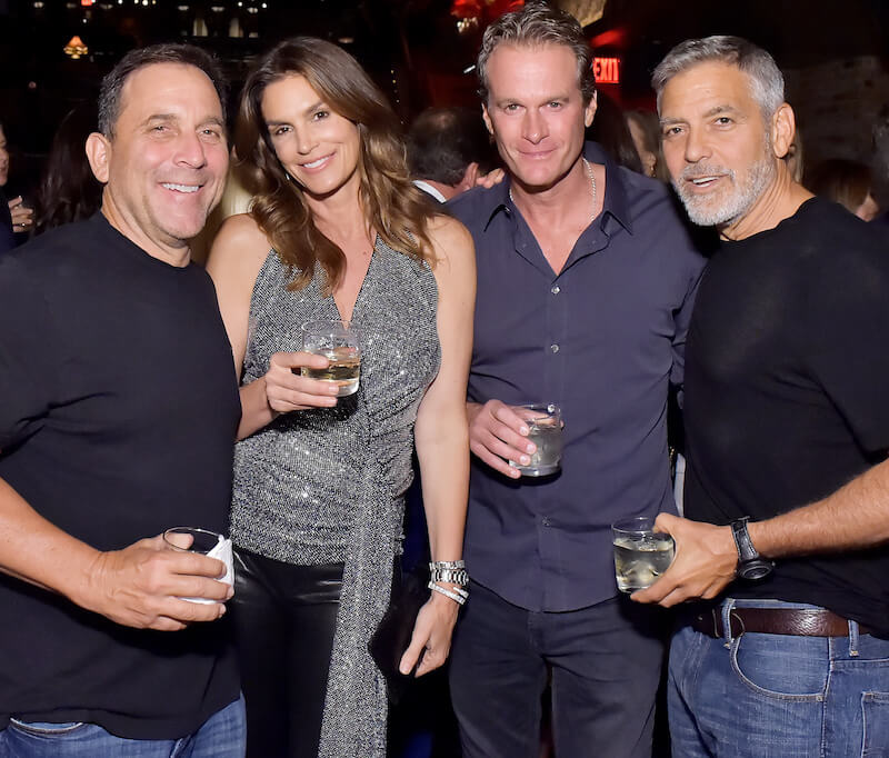 (L-R) Mike Meldman, Cindy Crawford, Rande Gerber and George Clooney at the Casamigos...