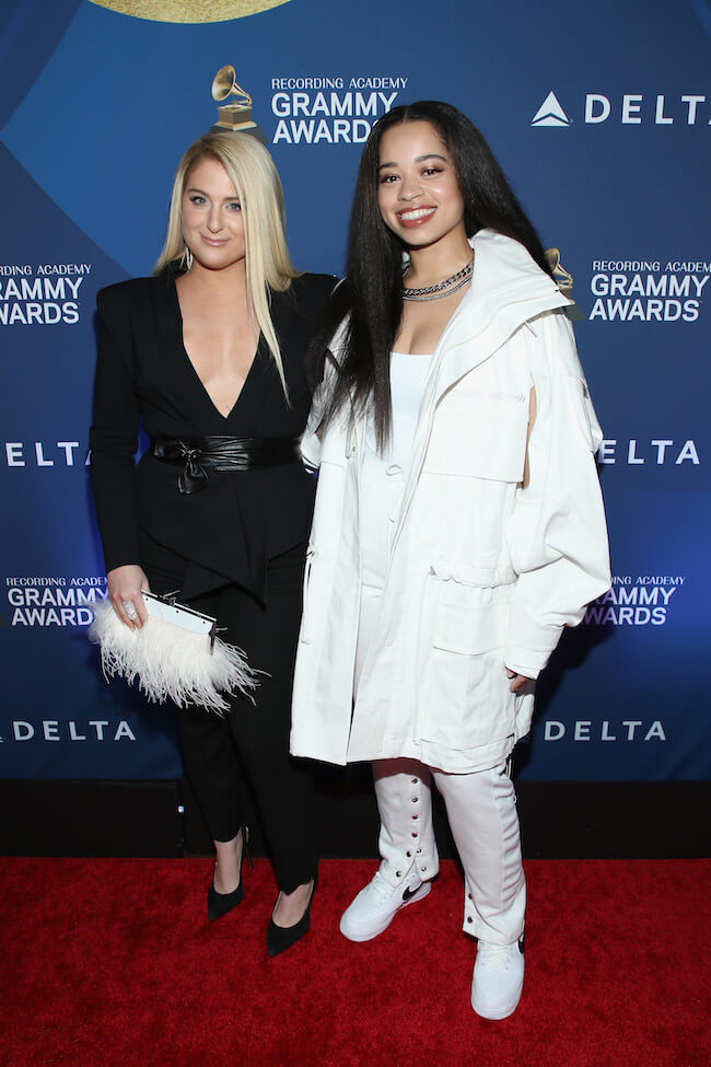 Meghan Trainor and Ella Mai attend Delta Air Lines 2019 annual GRAMMY celebration on February 7, 2019 in Los Angeles, California