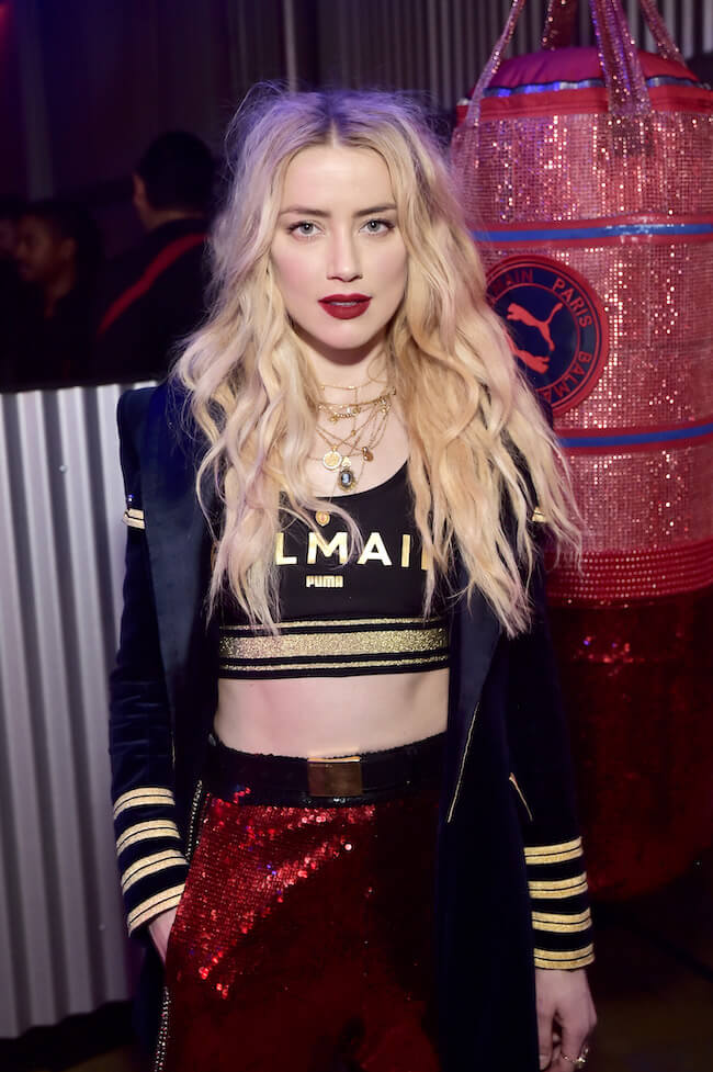 Amber Heard attends PUMA x Balmain created with Cara Delevingne LA Launch Event at Milk Studios on November 21, 2019 in Los Angeles, California
