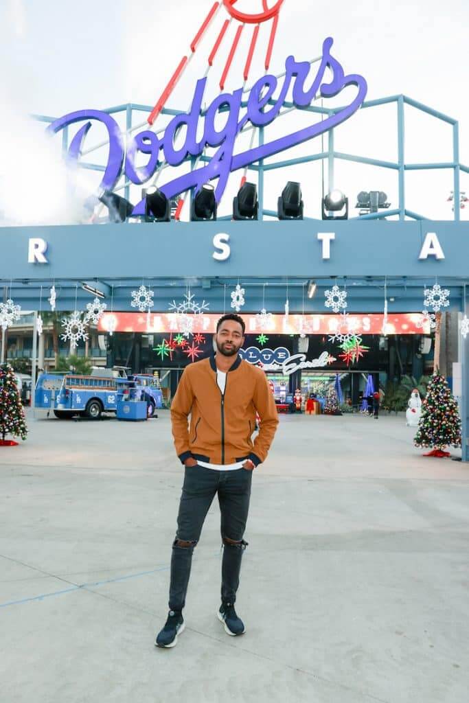 Jay Ellis attends the Dodgers Holiday Festival at Dodger Stadium on December 01, 2021 in Los Angeles, California.