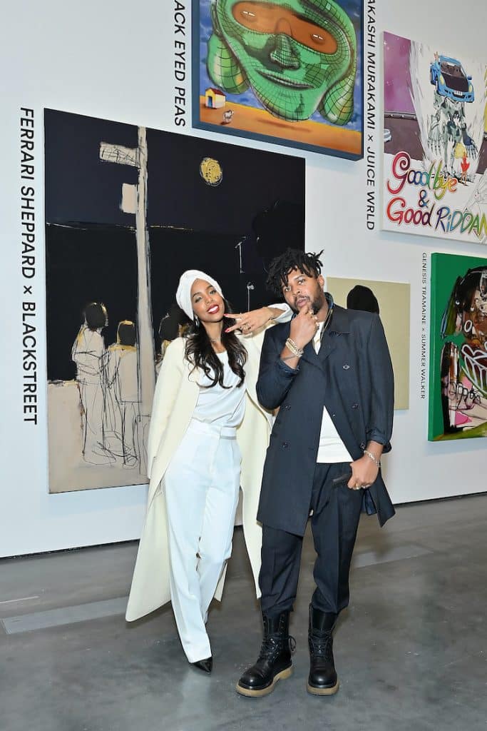 (L-R) Kelly Rowland and Ferrari Sheppard attend the “Artists Inspired by Music: Interscope Reimagined” Art Exhibit Presented by Interscope Records and LACMA on January 26, 2022 in Los Angeles, California