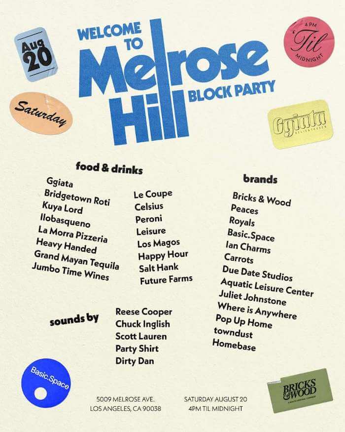 Melrose Hill Block Party LA Guestlist